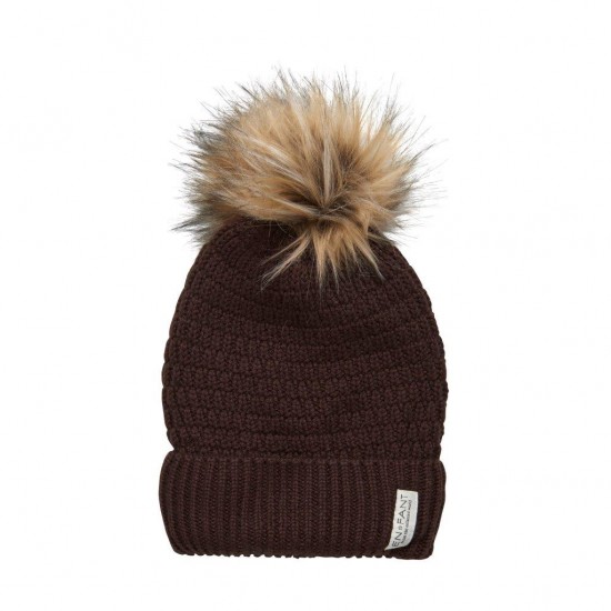 Coffe Bean 48 - Caciula copii lana merinos tricotata captusita fleece - En Fant