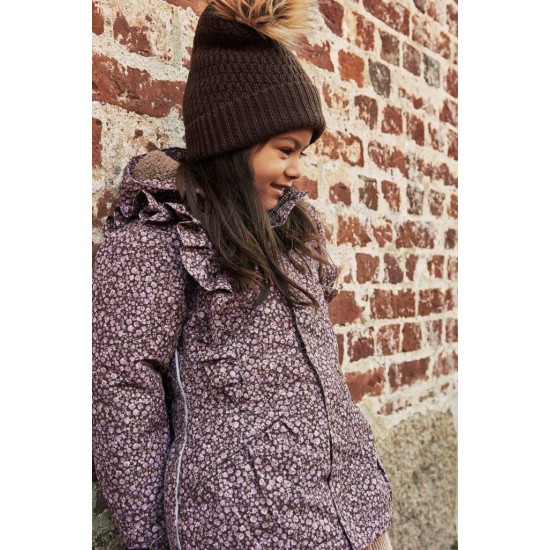 Coffe Bean 48 - Caciula copii lana merinos tricotata captusita fleece - En Fant