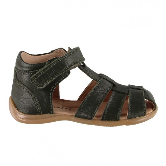 Plain Small Dark Green 23 - Sandale din piele cu inchidere velcro pentru copii - En Fant Plain Small Dark Green 23 - Sandale din piele cu inchidere velcro pentru copii - En Fant
