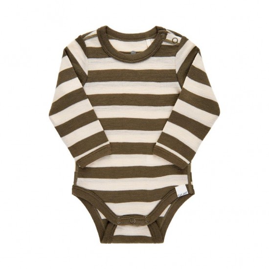 Stripped Olive 100 - Body din lana merinos Stripped Olive 100 - Body din lana merinos
