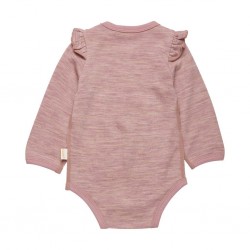 Deauville Mauve 80 - Body din lana merinos si bambus cu volanase si capse - Celavi Deauville Mauve 80 - Body din lana merinos si bambus cu volanase si capse - Celavi