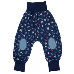 Cipollino Blue 62/64 - Pantaloni Salvari Joga din bumbac organic - Iobio 