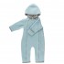 Celestial Blue 74/80 - Overall babywearing din lana merinos organica - wool fleece - Iobio 