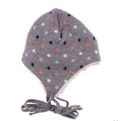 Dots Multicolored 1+ - Caciula din lana merinos si blanita din bumbac organic - Iobio