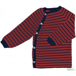 Berry/Dark Blue 74/80 - Pulover "Kimono" din lana merinos impletita - Iobio  Berry/Dark Blue 74/80 - Pulover "Kimono" din lana merinos impletita - Iobio