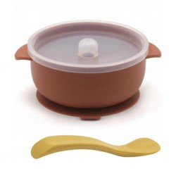 Set de masa silicon Spice - bol cu capac, ventuza si lingurita  Set de masa silicon Spice - bol cu capac, ventuza si lingurita