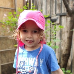 Palarie de soare din bumbac organic cu protectie pentru urechi si snur - Pickapooh - Tom Pink 46