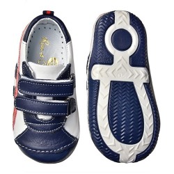 Sneakers White Red Navy 19 - Ghete din piele cu velcro - Rose et Chocolat Sneakers White Red Navy 19 - Ghete din piele cu velcro - Rose et Chocolat