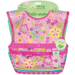 Set 3 bavetele Easy Wear Snap'n Go - Green Sprouts - Flower Field Set 3 bavetele Easy Wear Snap'n Go - Green Sprouts - Flower Field