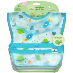 Aqua Space - Set 3 bavetele impermeabile Wipe off - Green Sprouts Aqua Space - Set 3 bavetele impermeabile Wipe off - Green Sprouts