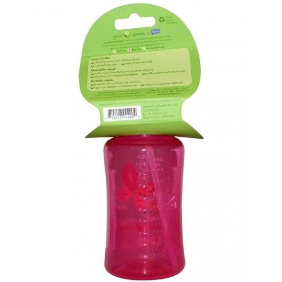 Sticla cu pai din silicon - Green Sprouts - Pink