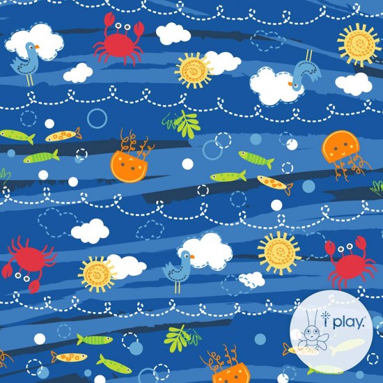 Royal Blue Sea Friends 6 luni - Slip baieti SPF 50+ refolosibil, cu capse Green Sprouts by iPlay 